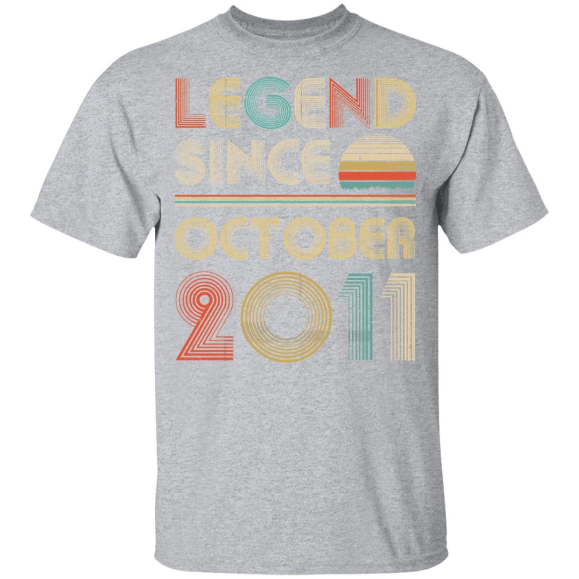 Legend Since October 2011 Vintage 10th Birthday Gifts Youth-Youth Shirt-Youth T-Shirt-Sport Grey