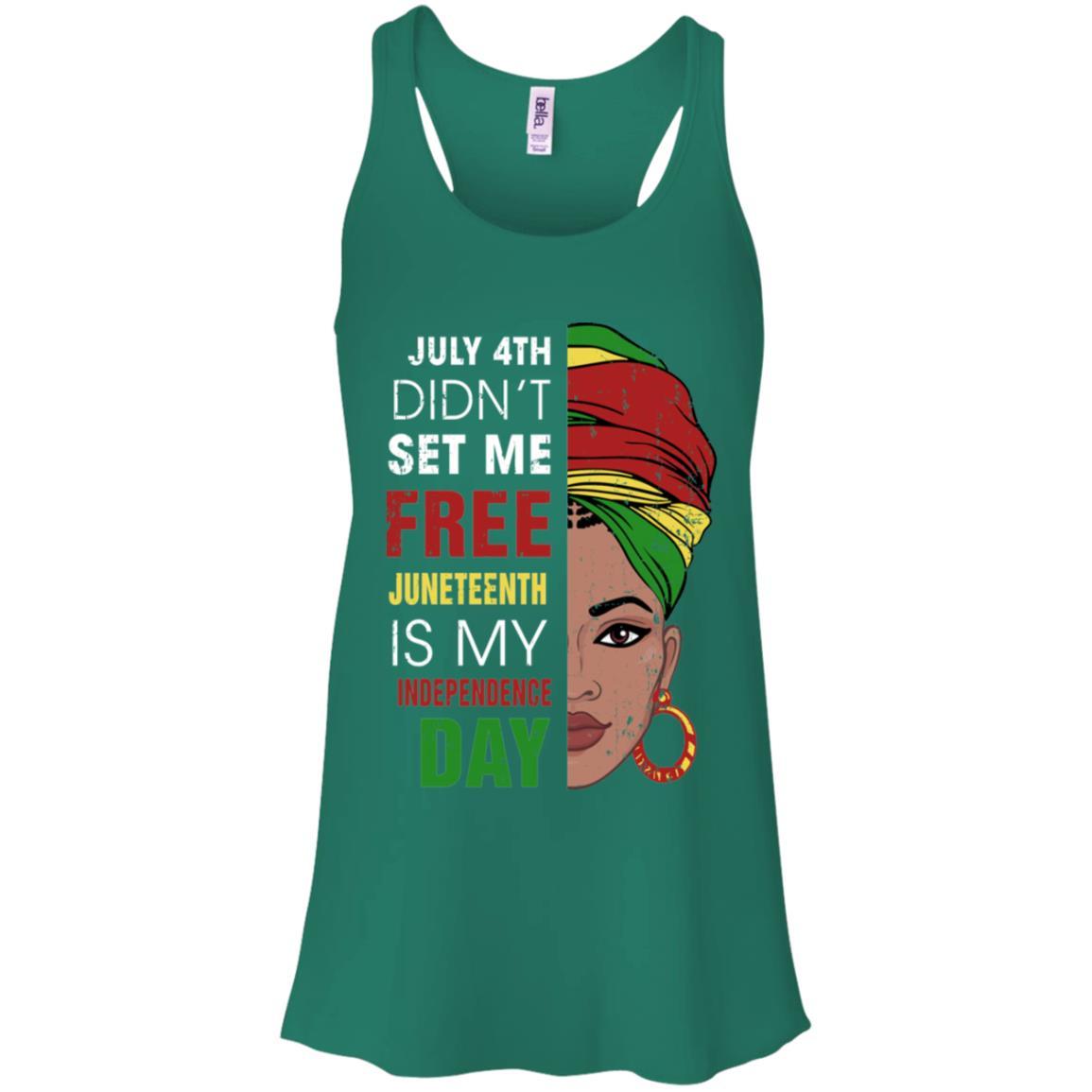 Juneteenth Is My Independence Day Not July 4Th-T-Shirt & Tank Top-Women's Flowy Racerback Tank-Kelly Green