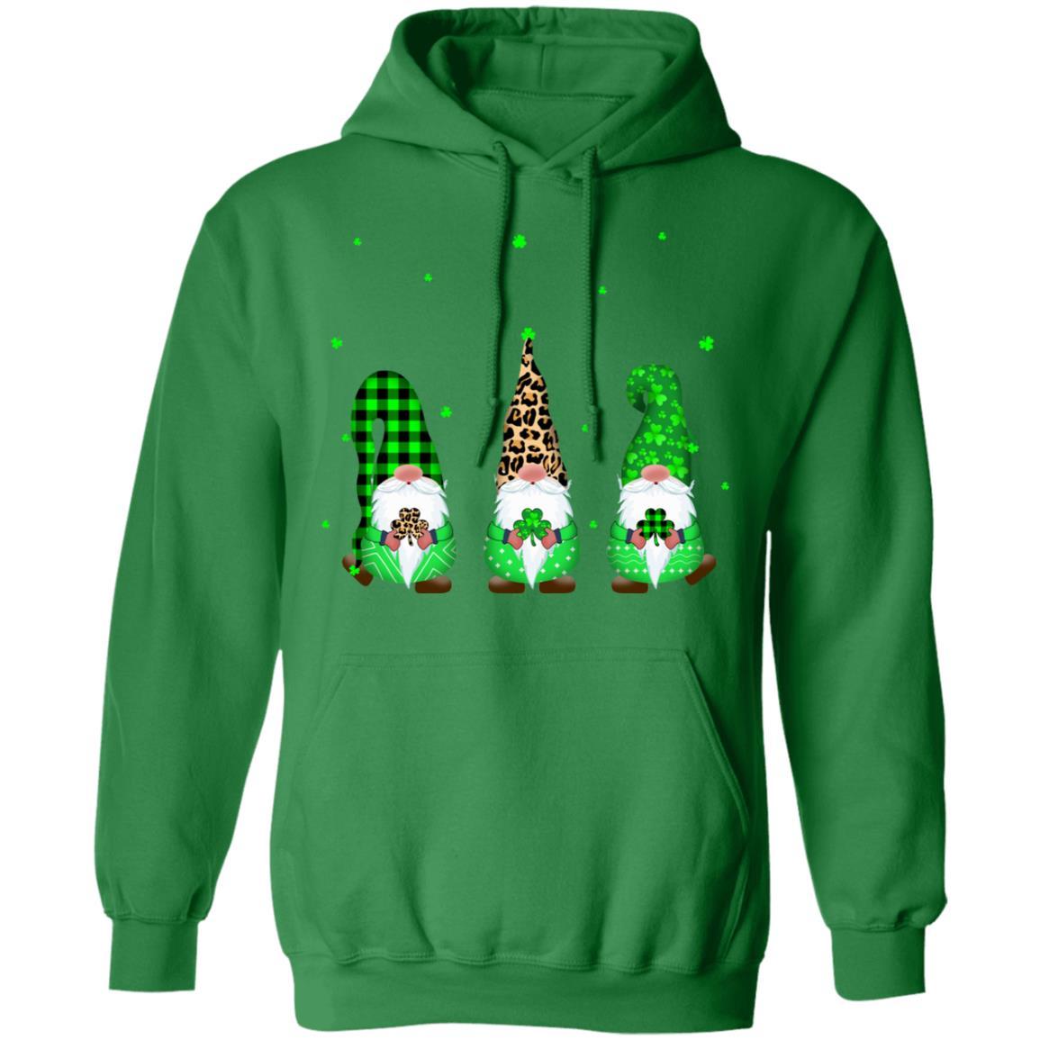 Leprechaun Irish Gnomes Leopard Plaid St Patrick's Day Gifts-T-Shirt & Hoodie-Pullover Hoodie-Irish Green