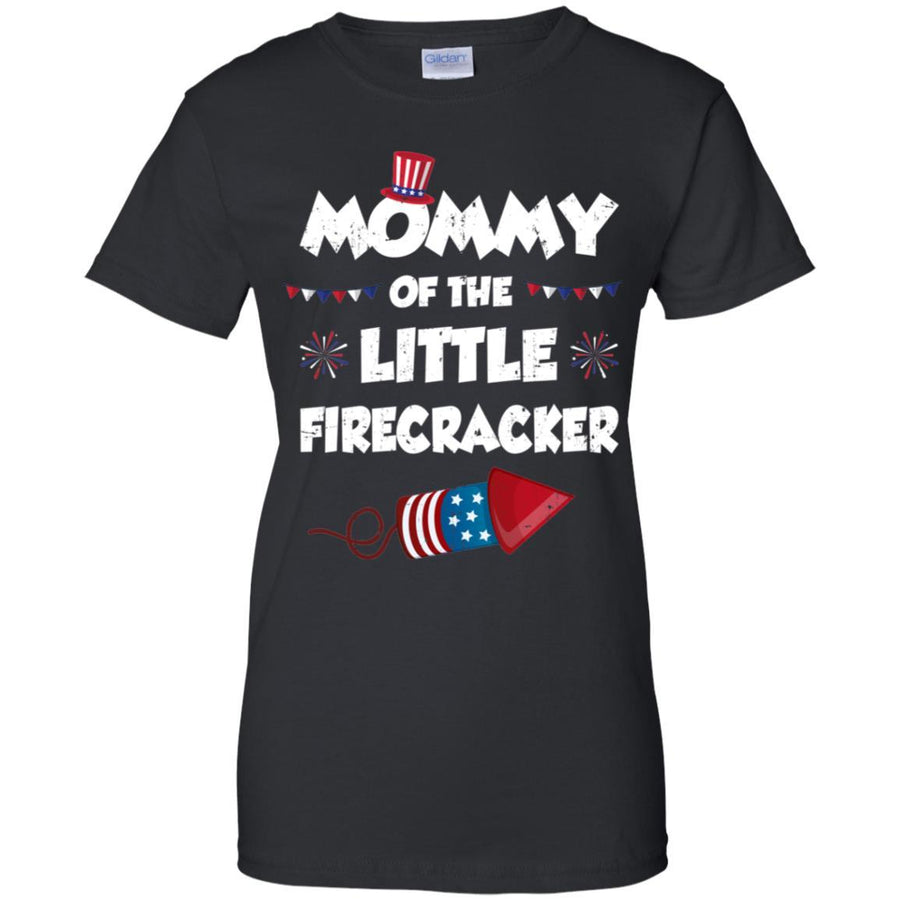4th Of July Birthday Mommy Of The Little Firecracker-T-Shirt & Hoodie-Women's T-Shirt-Black