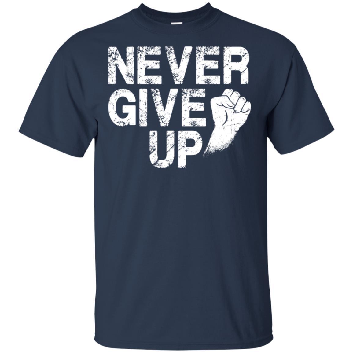 Never Give Up Motivational Soccer Football-T-Shirt & Hoodie-Classic T-Shirt-Navy