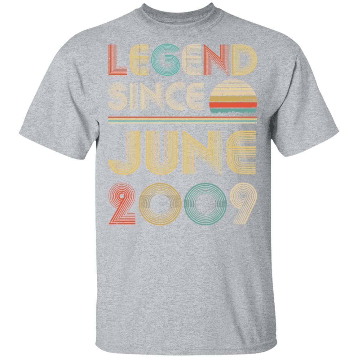 Legend Since June 2009 Vintage 12th Birthday Gifts Youth-Youth Shirt-Youth T-Shirt-Sport Grey