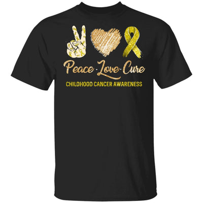 Peace Love Cure Childhood Cancer Awareness-T-Shirt & Hoodie-Classic T-Shirt-Black