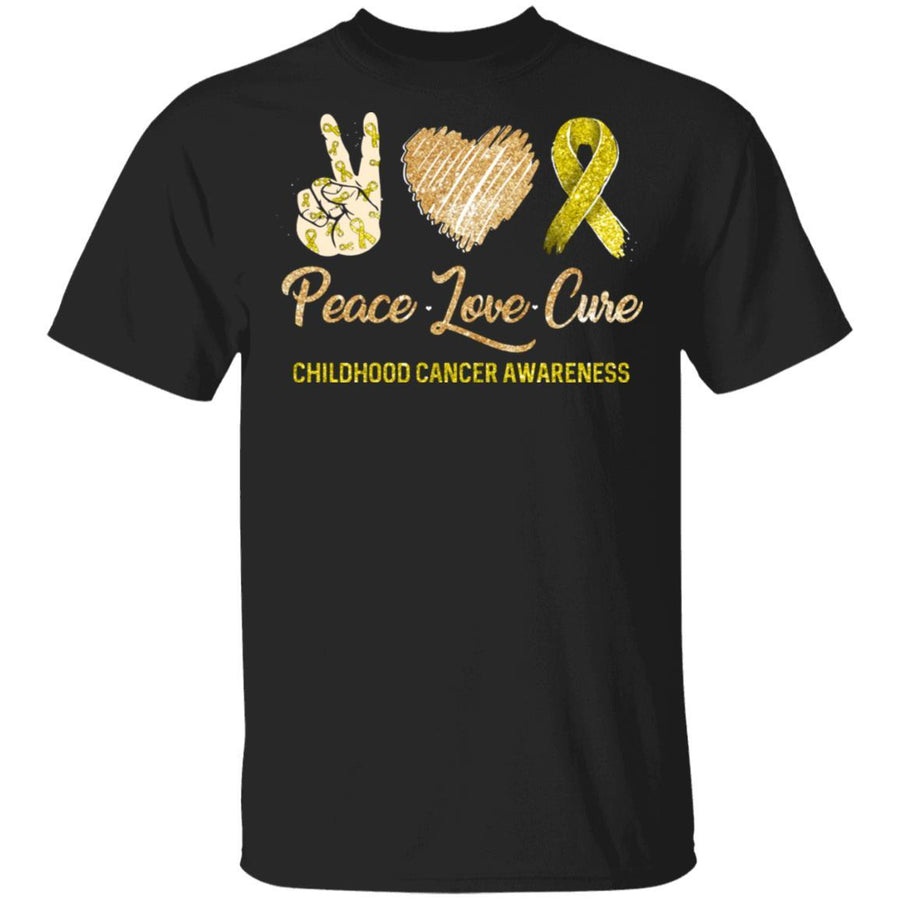 Peace Love Cure Childhood Cancer Awareness-T-Shirt & Hoodie-Classic T-Shirt-Black