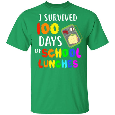 I Survived 100 Days School Lunches Kids Youth-Youth Shirt-Youth T-Shirt-Irish Green