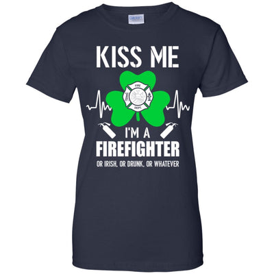 Kiss Me Im A Firefighter On Irish Or Drunk Or Whatever-T-Shirt & Hoodie-Women's T-Shirt-Navy