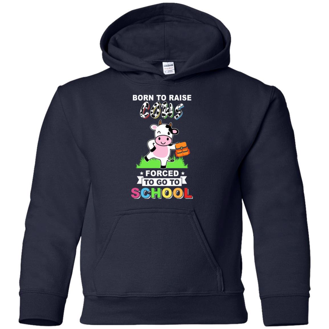 Born To Raise Cow Forced To Go To School Youth-Youth Shirt-Youth Pullover Hoodie-Navy