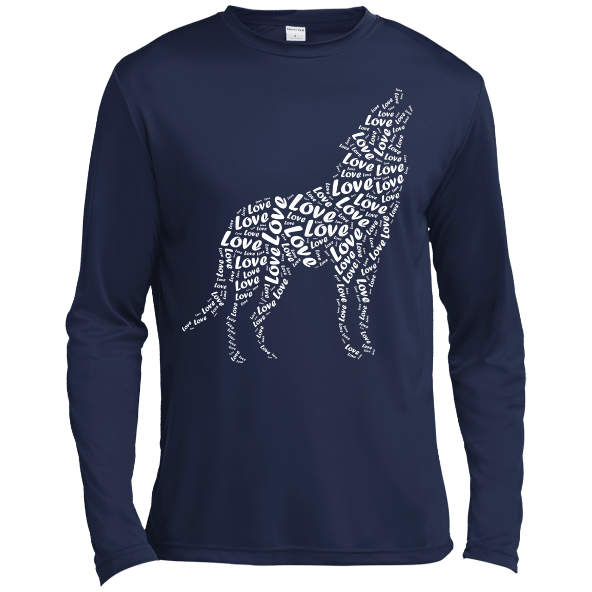 I Love Wolf-T-Shirt & Hoodie-Long Sleeve T-Shirt-Navy