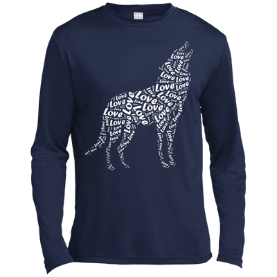 I Love Wolf-T-Shirt & Hoodie-Long Sleeve T-Shirt-Navy