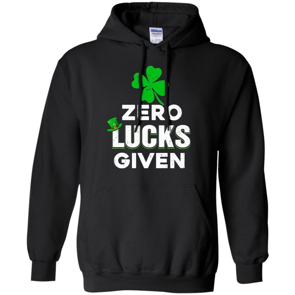 Zero Lucks Given St Patricks Day-T-Shirt & Hoodie-Pullover Hoodie-Black