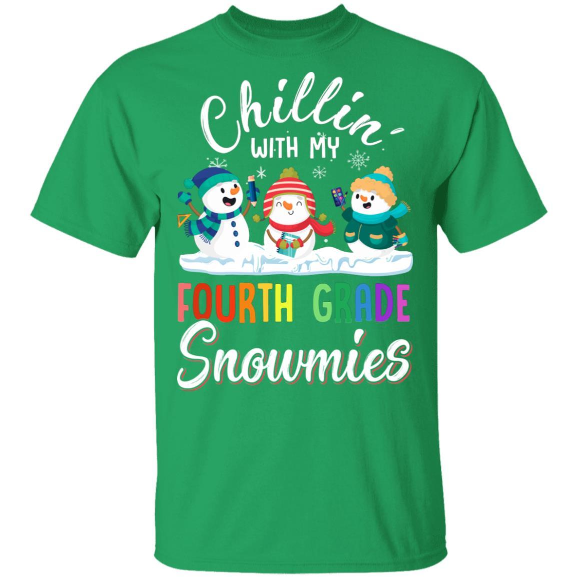 Chillin' With Fourth Grade Snowmies Christmas Teacher Gifts-T-Shirt & Sweatshirt-Classic T-Shirt-Irish Green