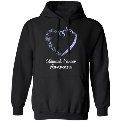 Butterfly Believe Stomach Cancer Awareness Ribbon Gifts-T-Shirt & Hoodie-Pullover Hoodie-Black