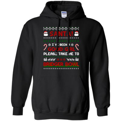 Santa I've Been A Good Girl Please Take Me To Bridger Bowl-T-Shirt & Hoodie-Pullover Hoodie-Black