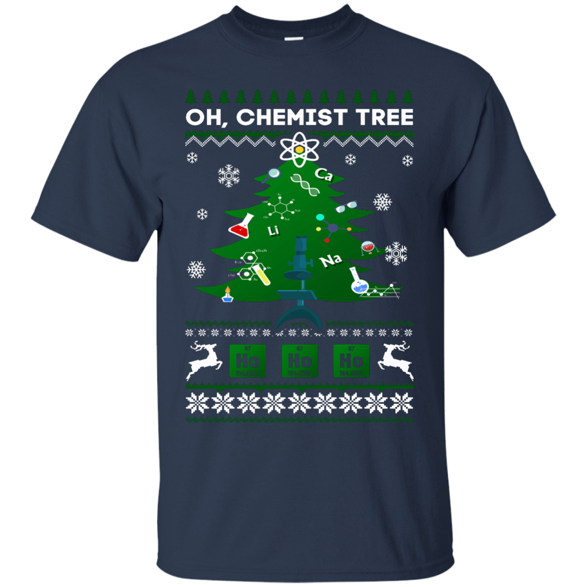 Oh Chemistry Tree Science Christmas Ugly Sweater Gift-T-Shirt & Hoodie-Classic T-Shirt-Navy