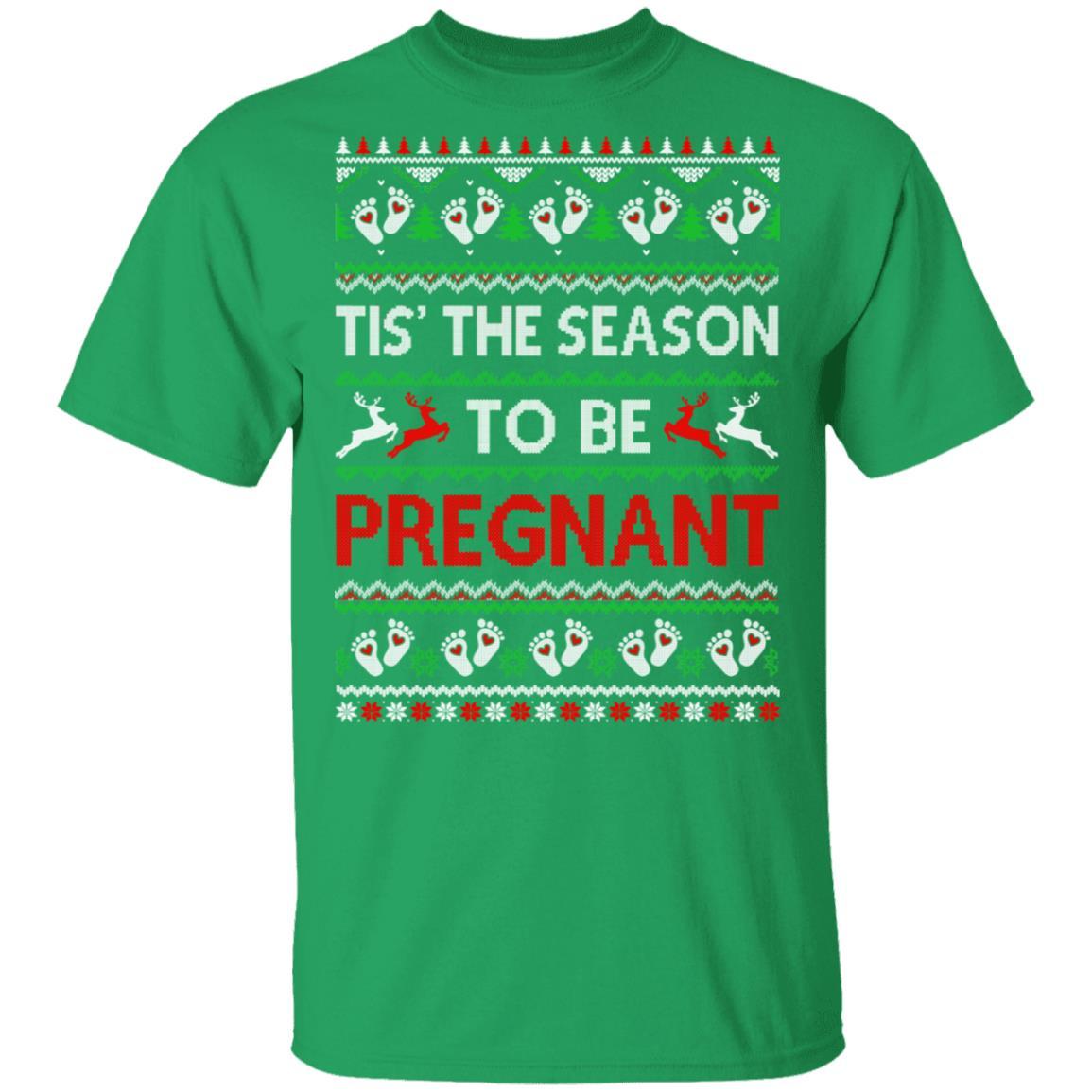 Tis The Season Christmas Pregnancy Announcemen Ugly Sweater-T-Shirt & Sweatshirt-Classic T-Shirt-Irish Green