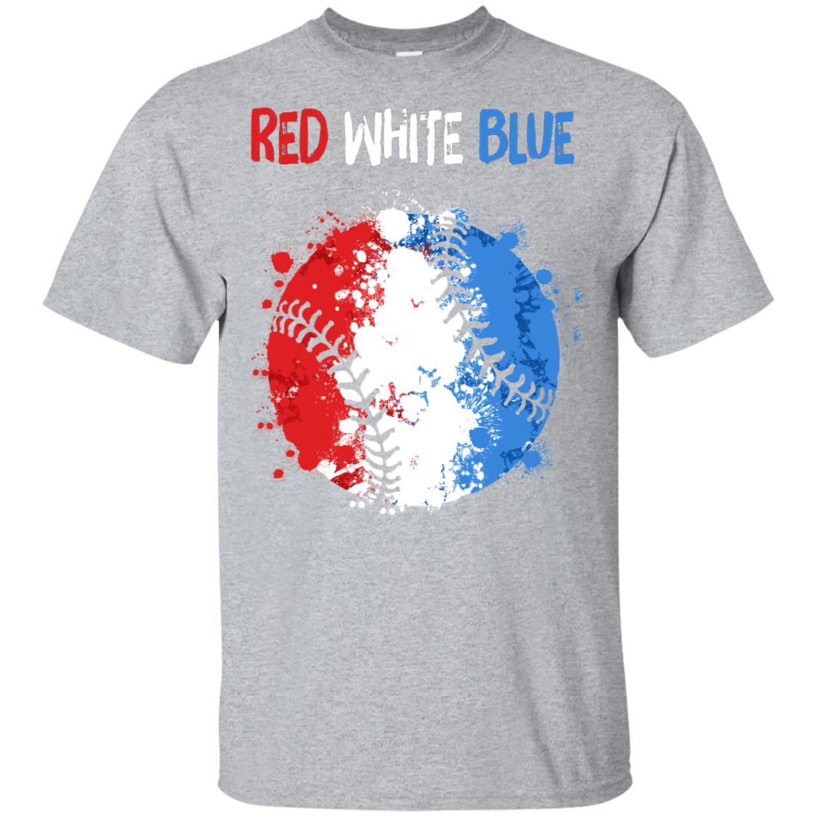 4Th Of July Red White Blue Baseball Lovers Patriotic-T-Shirt & Hoodie-Classic T-Shirt-Sport Grey