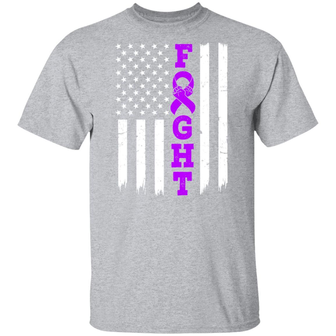 Alzheimer's Pancreatic Cancer Awareness American Flag-T-Shirt & Hoodie-Classic T-Shirt-Sport Grey
