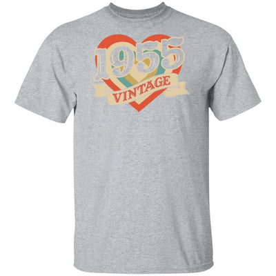 66th Birthday Gifts Classic Retro Heart Vintage 1955-T-Shirt & Tank Top-Classic T-Shirt-Sport Grey