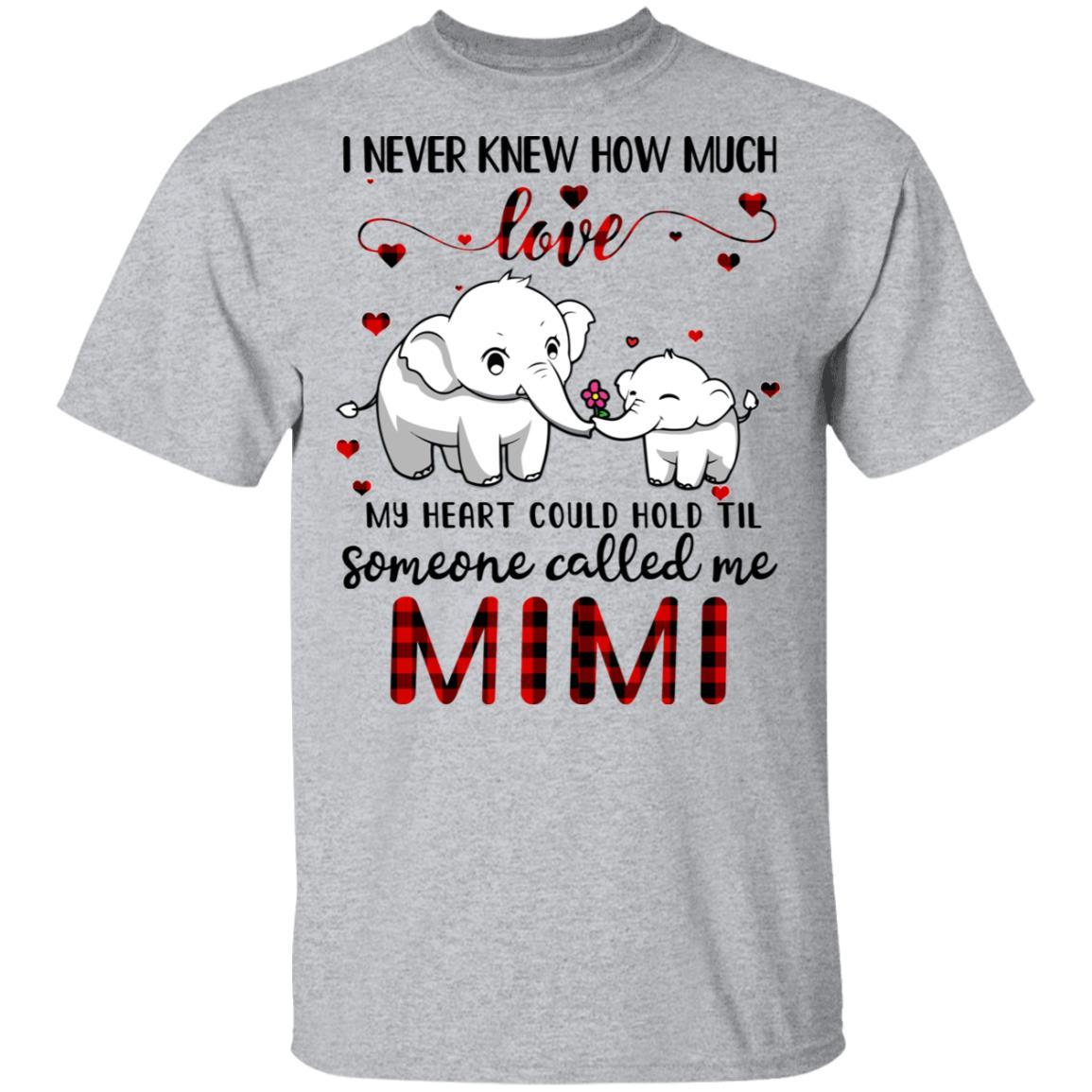 Someone Called Me Mimi Elephant Red Plaid Mother's Day-T-Shirt & Hoodie-Classic T-Shirt-Sport Grey