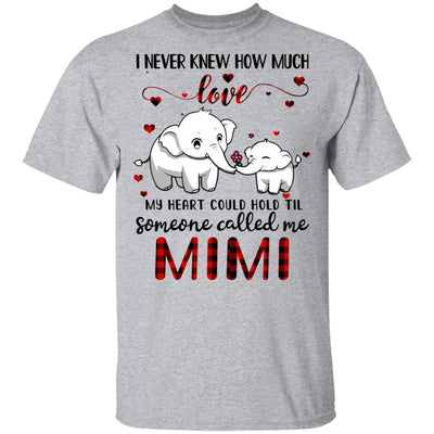 Someone Called Me Mimi Elephant Red Plaid Mother's Day-T-Shirt & Hoodie-Classic T-Shirt-Sport Grey