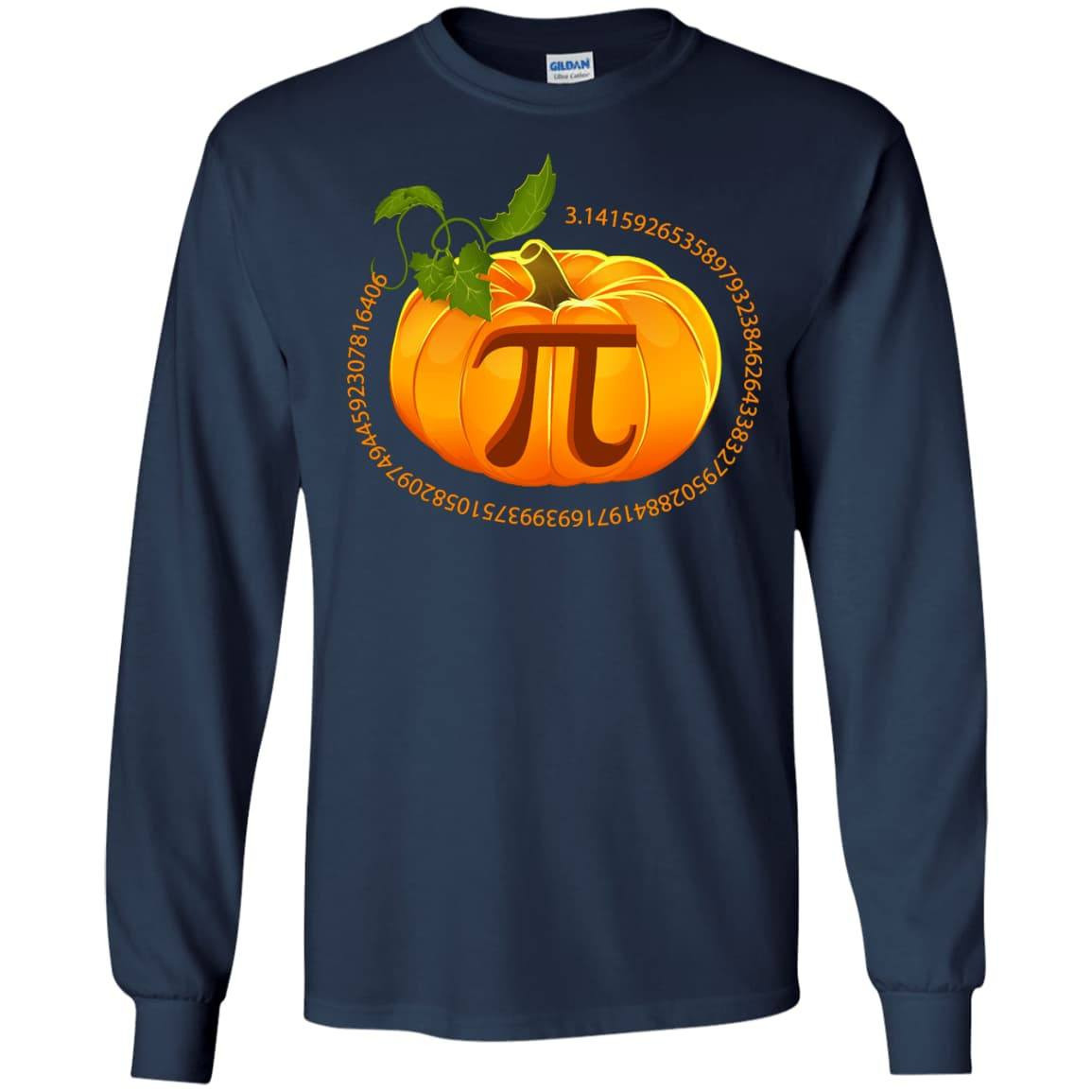 Funny Pi Pumpkin Pie Halloween-T-Shirt & Hoodie-Long Sleeve T-Shirt-Navy