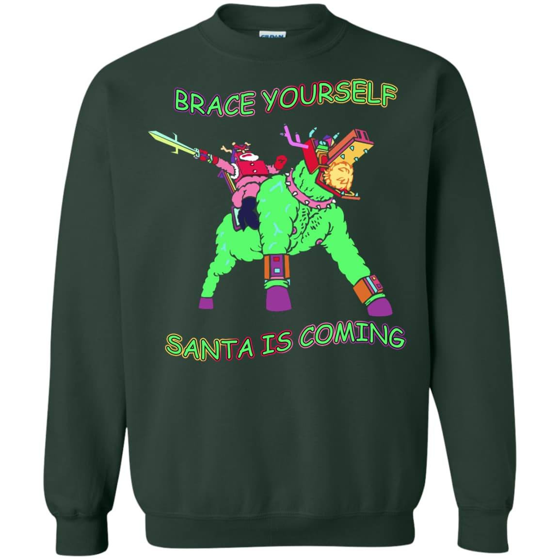 Brace Yourself, Santa Is Coming-T-Shirt & Hoodie-Crewneck Sweatshirt-Forest Green