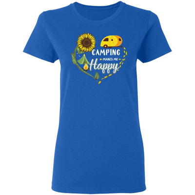 Camping Makes Me Happy Funny Sunflower Camping Lover-T-Shirt & Hoodie-Women's T-Shirt-Royal