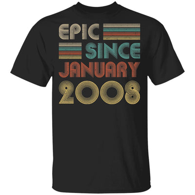 Epic Since January 2008 Vintage 13th Birthday Gifts Youth-Youth Shirt-Youth T-Shirt-Black