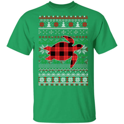 Turtle Red Plaid Ugly Christmas Sweater Funny Gifts-T-Shirt & Sweatshirt-Classic T-Shirt-Irish Green