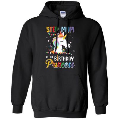 Step Mom Of The Unicorn Birthday Princess-T-Shirt & Hoodie-Pullover Hoodie-Black