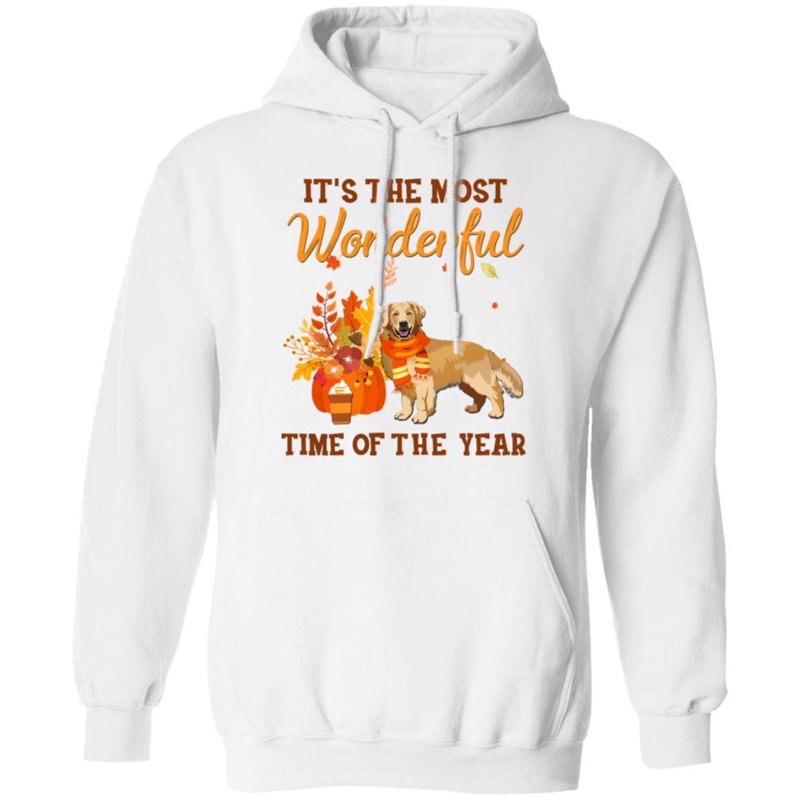 Golden Retriever Autumn It's The Most Wonderful Time Of The Year-T-Shirt & Hoodie-Pullover Hoodie-White