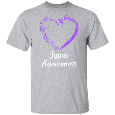 Butterfly Believe Lupus Awareness Ribbon Gifts-T-Shirt & Hoodie-Classic T-Shirt-Sport Grey