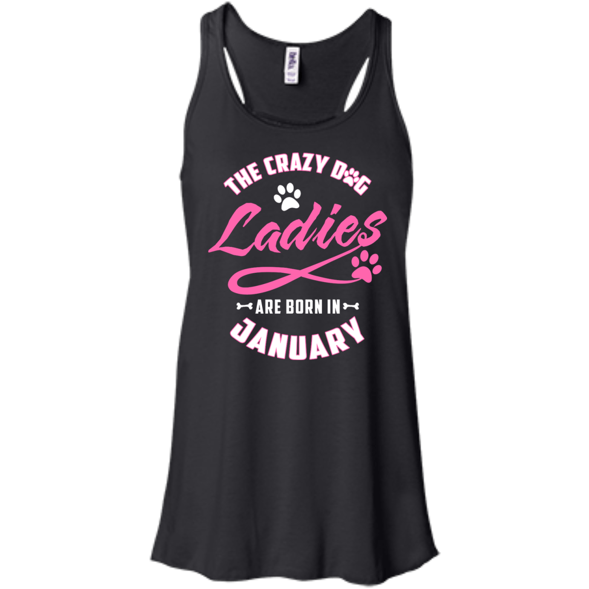 The Crazy Dog Ladies Are Born In January-T-Shirt & Hoodie-Women's Flowy Racerback Tank-Black