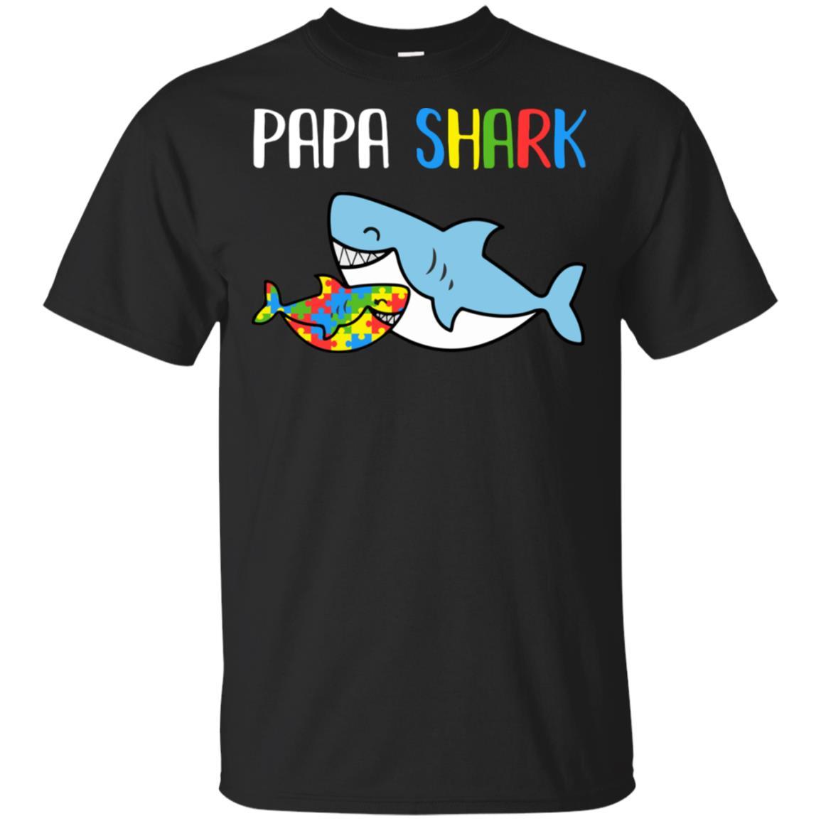Papa Shark Support Autism Awareness For Grandchild-T-Shirt & Hoodie-Classic T-Shirt-Black