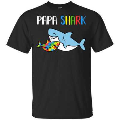 Papa Shark Support Autism Awareness For Grandchild-T-Shirt & Hoodie-Classic T-Shirt-Black