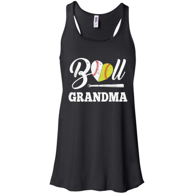 Funny Ball Grandma Softball Baseball Mothers Day Gifts-T-Shirt & Tank Top-Women's Flowy Racerback Tank-Black