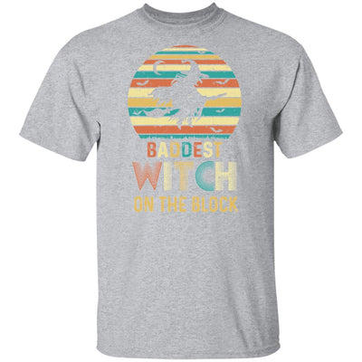 Baddest Witch On The Block Vintage Funny Halloween Gift-T-Shirt & Hoodie-Classic T-Shirt-Sport Grey