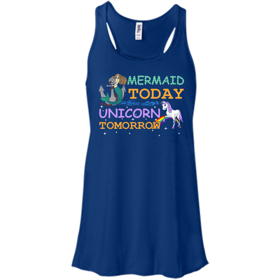 Mermaid Today Unicorn Tomorrow-T-Shirt & Hoodie-Women's Flowy Racerback Tank-True Royal
