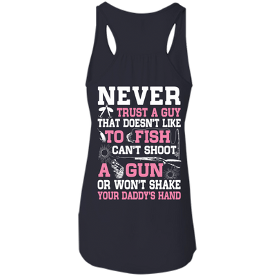 NEVER TRUST A GUY Doesn't Like To Fish-T-Shirt & Hoodie-Women's Flowy Racerback Tank-Midnight