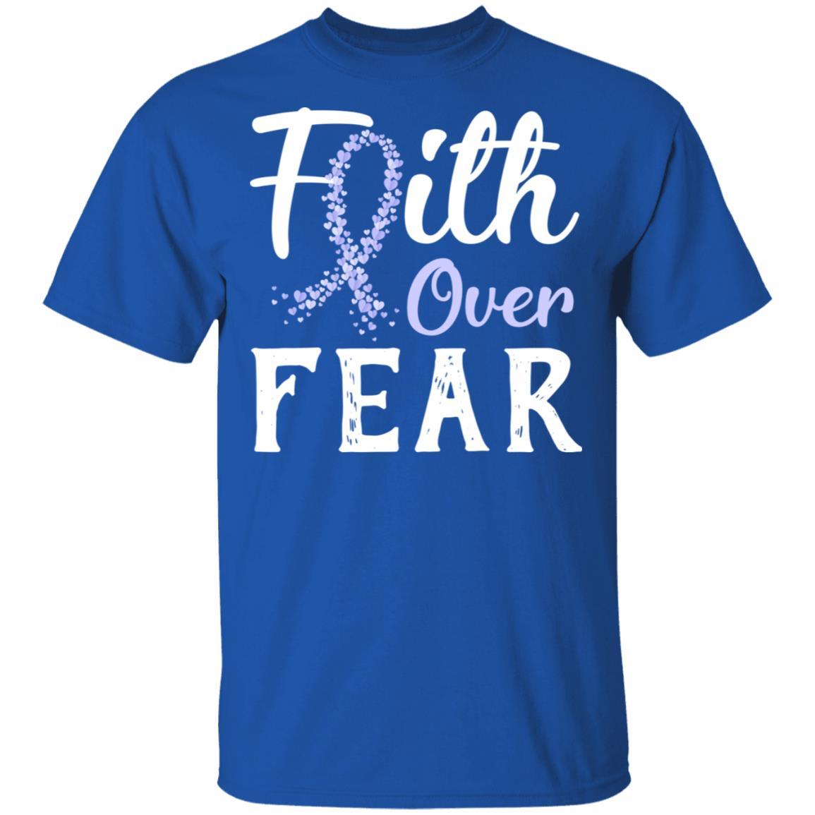 Stomach Cancer Awareness Periwinkle Faith Over Fear-T-Shirt & Hoodie-Classic T-Shirt-Royal