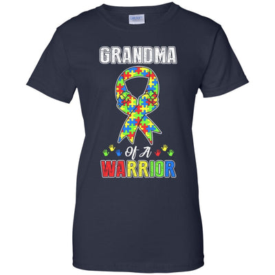 Grandma Of A Warrior Support Autism Awareness Gift-T-Shirt & Hoodie-Women's T-Shirt-Navy