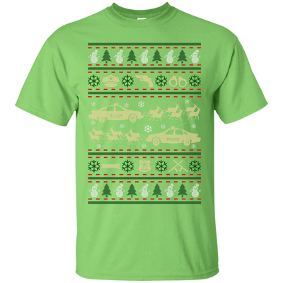 Police Christmas Ugly Sweater-T-Shirt & Hoodie-Classic T-Shirt-Lime