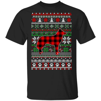Siberian Husky Red Plaid Ugly Christmas Sweater Gifts-T-Shirt & Sweatshirt-Classic T-Shirt-Black