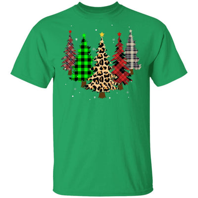 Merry Christmas Tree Leopard Buffalo Plaid Xmas Gifts-T-Shirt & Sweatshirt-Classic T-Shirt-Irish Green