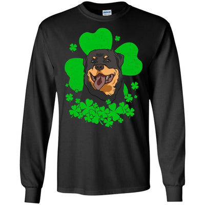 Rottweiler St. Patrick's Day Clovers-T-Shirt & Hoodie-Long Sleeve T-Shirt-Black