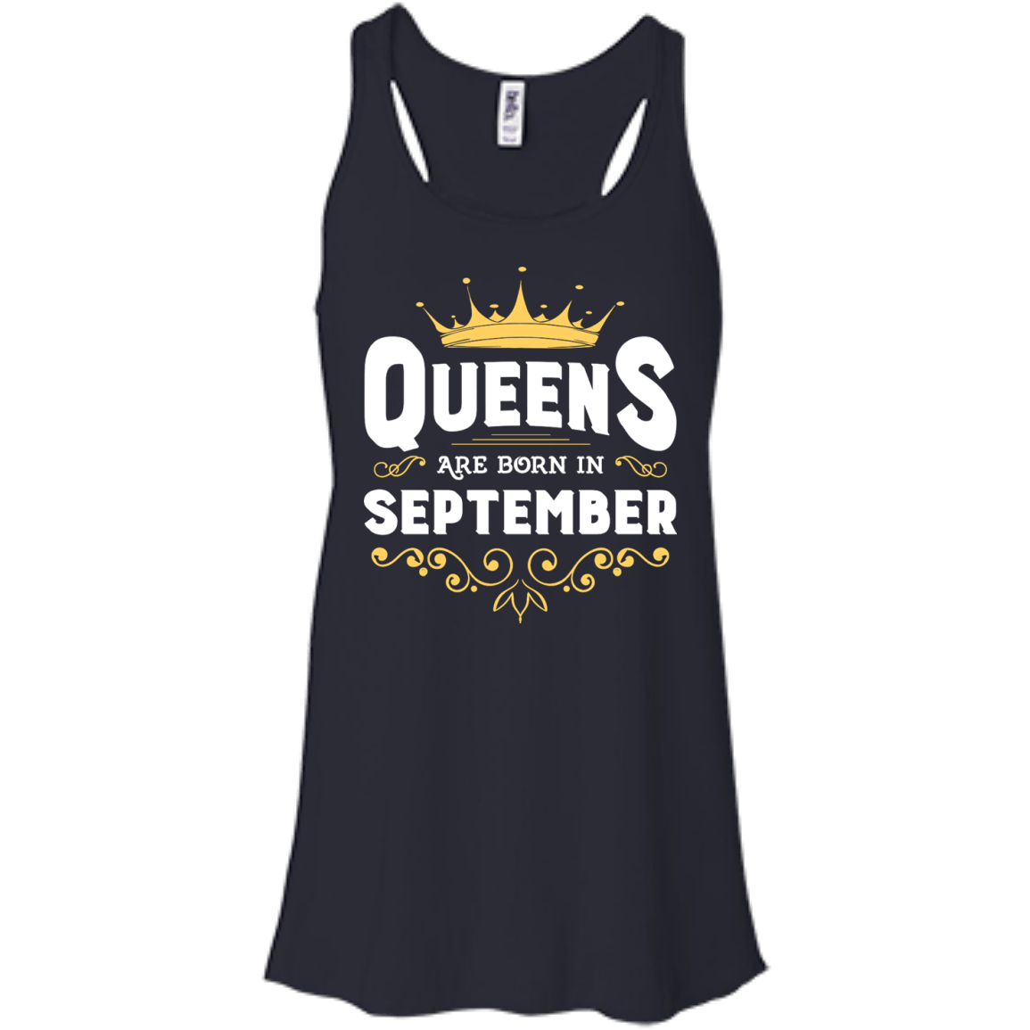Queens Are Born In September-T-Shirt & Hoodie-Women's Flowy Racerback Tank-Midnight