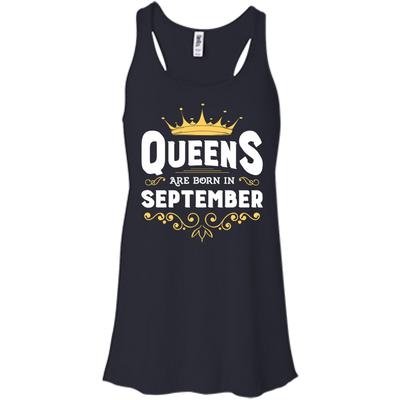 Queens Are Born In September-T-Shirt & Hoodie-Women's Flowy Racerback Tank-Midnight