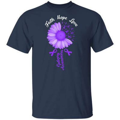 Faith Hope Love Purple Ribbon Epilepsy Awareness-T-Shirt & Hoodie-Classic T-Shirt-Navy