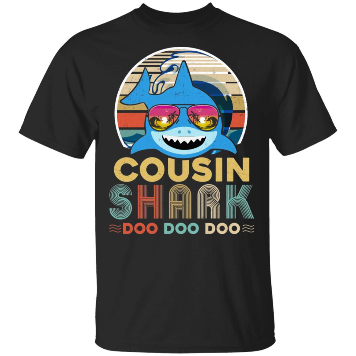 Retro Vintage Cousin Shark Doo Doo Doo-T-Shirt & Hoodie-Classic T-Shirt-Black