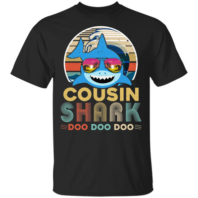 Retro Vintage Cousin Shark Doo Doo Doo-T-Shirt & Hoodie-Classic T-Shirt-Black